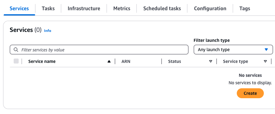 ECS cluster create service